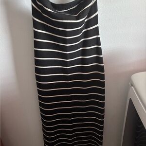 Abercrombie & Fitch Black and Cream Striped Maxi sweater Dress